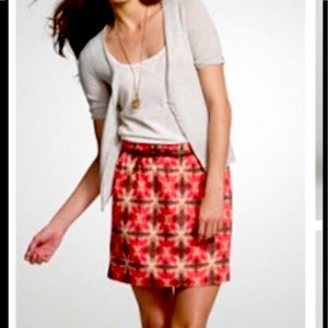 J.Crew tie dye mini skirt red & brown sz 8